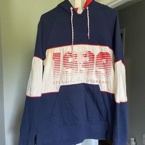 medium red white and blue retro 90s hoodie